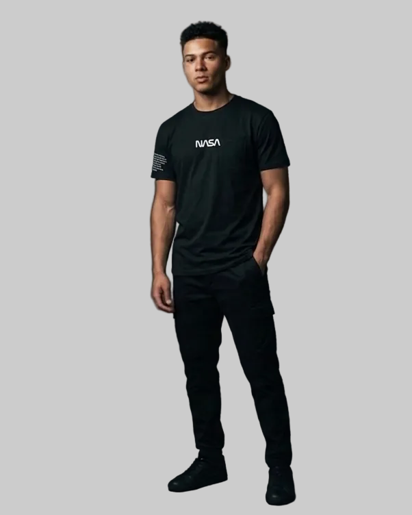 T-shirt Noir Graphique NASA